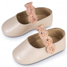 BabyWalker Βαπτιστικά παπούτσια κορίτσι  εκρού-ροζ MI.1638 